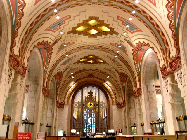 The Guardian Building's promenade. The ceiling of the structure is made of horsehair canvas to muffle sound.